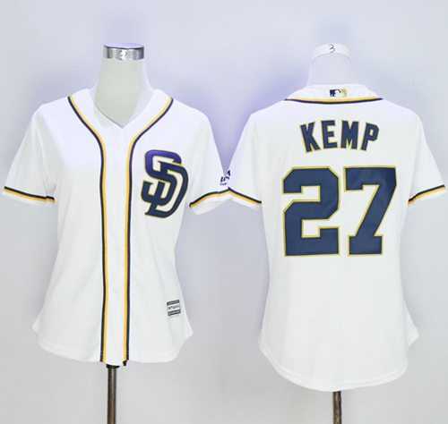 Women San Diego Padres #27 Matt Kemp New White Home Stitched Baseball Jersey,We sell and wholesale Women San Diego Padres #27 Matt Kemp New White Home Stitched Baseball Jersey on line form chian!